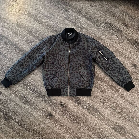 CHRLDR Leopard Satin Bomber Jacket - Picture 1 of 7